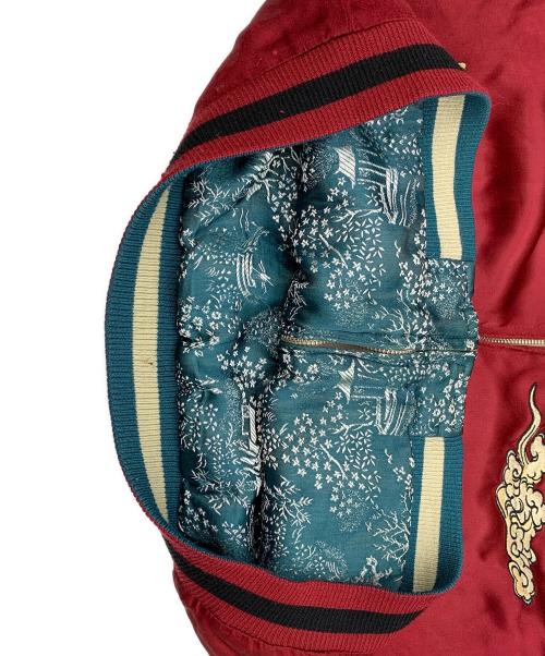 百花繚乱（ヒャッカリョウラン）百花繚乱 (ヒャッカリョウラン) スカジャン グリーン×レッド サイズ:Mの古着・服飾アイテム