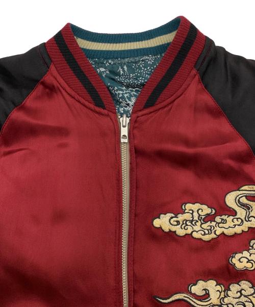 百花繚乱（ヒャッカリョウラン）百花繚乱 (ヒャッカリョウラン) スカジャン グリーン×レッド サイズ:Mの古着・服飾アイテム