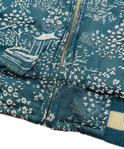 百花繚乱（ヒャッカリョウラン）百花繚乱 (ヒャッカリョウラン) スカジャン グリーン×レッド サイズ:Mの古着・服飾アイテム