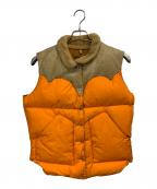 Rocky Mountain FeatherBedロッキーマウンテンフェザーベッド）の古着「ダウンベスト」｜ベージュ×オレンジ