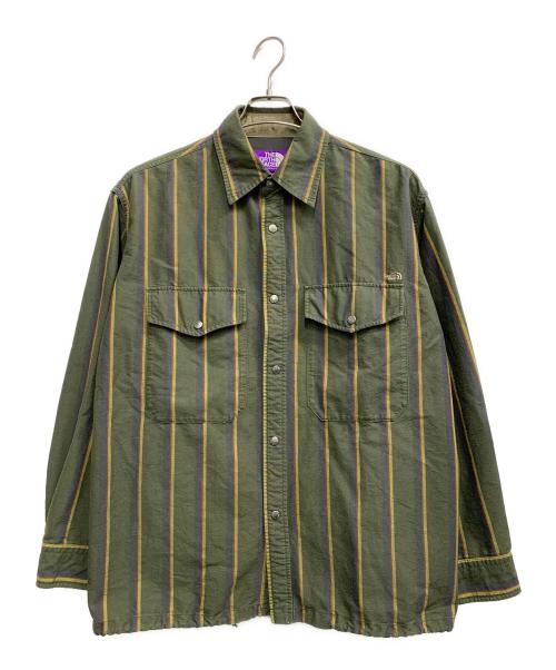 THE NORTH FACE（ザ ノース フェイス）THE NORTH FACE (ザ ノース フェイス) Regimental Stripe Field Shirt オリーブ サイズ:不明の古着・服飾アイテム