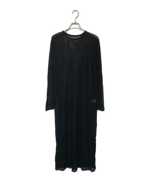 Drawing Numbers（ドローイングナンバーズ）Drawing Numbers (ドローイングナンバーズ) メッシュベロアワンピース ブラック サイズ:38の古着・服飾アイテム