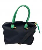 VIOLAd'OROヴィオラドーロ）の古着「ノットハンドルナイロントートS」｜ブラック×グリーン