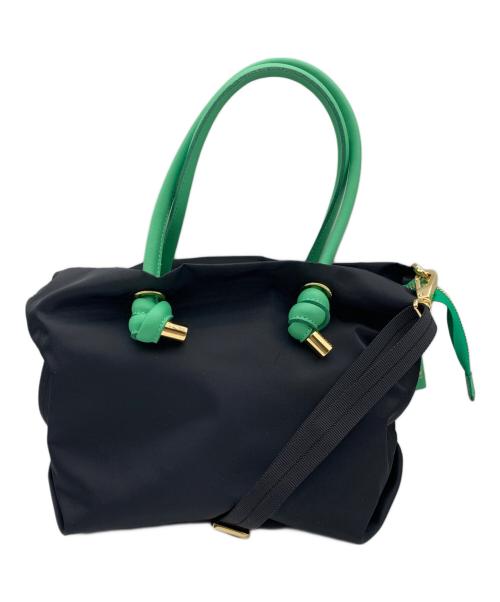 VIOLAd'ORO（ヴィオラドーロ）VIOLAd'ORO (ヴィオラドーロ) ノットハンドルナイロントートS  ブラック×グリーンの古着・服飾アイテム