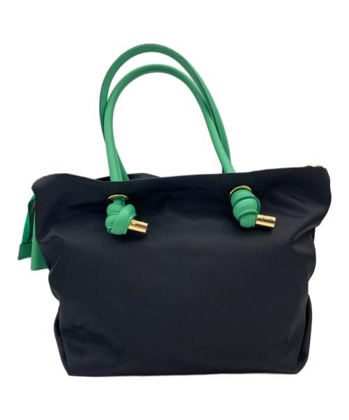 VIOLAd'ORO（ヴィオラドーロ）VIOLAd'ORO (ヴィオラドーロ) ノットハンドルナイロントートS  ブラック×グリーンの古着・服飾アイテム