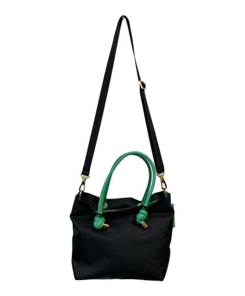 VIOLAd'ORO（ヴィオラドーロ）VIOLAd'ORO (ヴィオラドーロ) ノットハンドルナイロントートS  ブラック×グリーンの古着・服飾アイテム