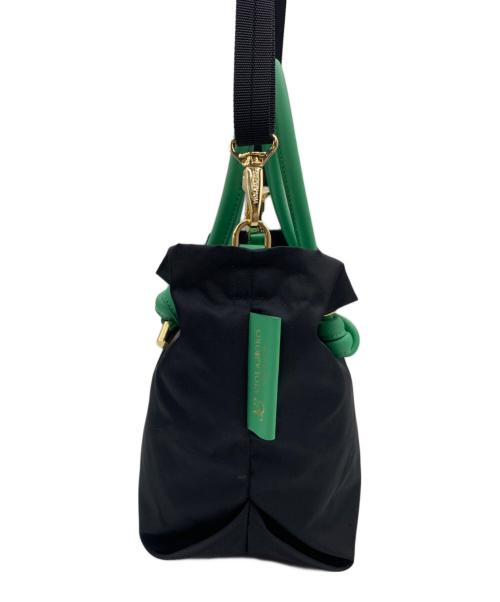 VIOLAd'ORO（ヴィオラドーロ）VIOLAd'ORO (ヴィオラドーロ) ノットハンドルナイロントートS  ブラック×グリーンの古着・服飾アイテム