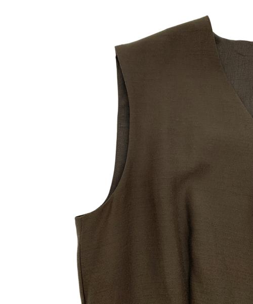 BLENHEIM（ブレンヘイム）BLENHEIM (ブレンヘイム) スパンボイルワッシャーロングフレアワンピース カーキ サイズ:XSの古着・服飾アイテム