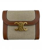 CELINEセリーヌ）の古着「スモール フラップウォレット」｜ブラウン×ベージュ