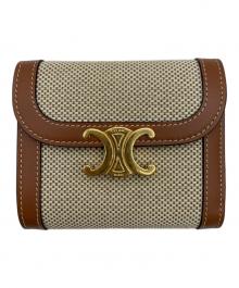 CELINE（セリーヌ）の古着「スモール フラップウォレット」｜ブラウン×ベージュ