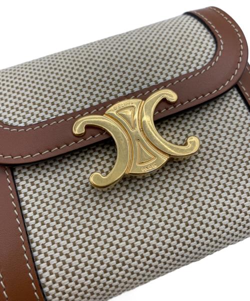 CELINE（セリーヌ）CELINE (セリーヌ) スモール フラップウォレット ブラウン×ベージュの古着・服飾アイテム
