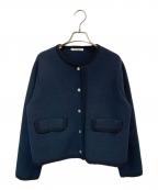 BEAUTY&YOUTHビューティーアンドユース）の古着「コットンブレンド ブライトボタン ニットカーディガン」｜ネイビー×ブラック