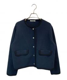 BEAUTY&YOUTH（ビューティーアンドユース）の古着「コットンブレンド ブライトボタン ニットカーディガン」｜ネイビー×ブラック