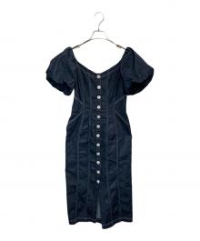 HER LIP TO（ハーリップトゥ）の古着「Puff Sleeve Midi Dress/パフスリーブミディドレス」｜インディゴ