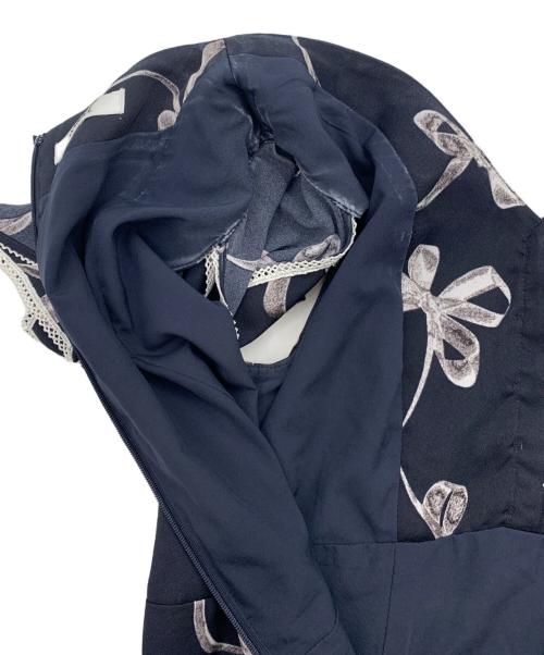 Snidel（スナイデル）Snidel (スナイデル) リボンプリントワンピース ネイビー サイズ:1の古着・服飾アイテム