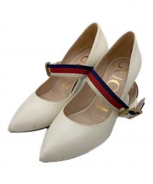 GUCCI（グッチ）の古着「ウェブラインヒールパンプス」｜ホワイト