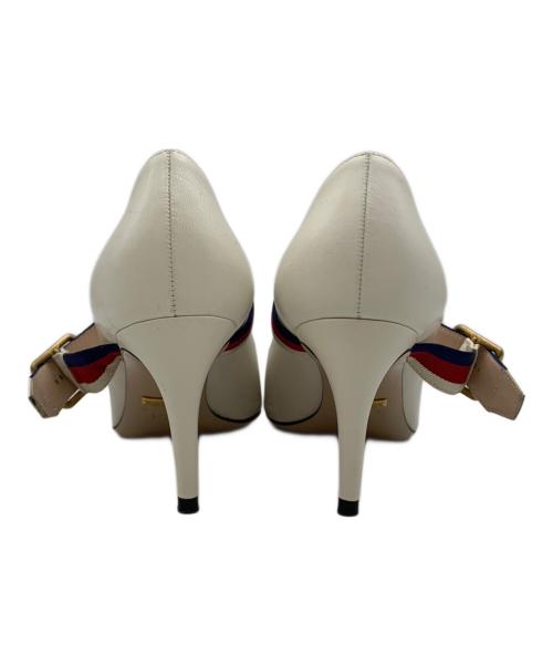 GUCCI（グッチ）GUCCI (グッチ) ウェブラインヒールパンプス ホワイト サイズ:34の古着・服飾アイテム