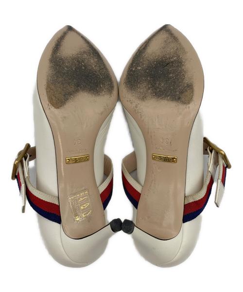 GUCCI（グッチ）GUCCI (グッチ) ウェブラインヒールパンプス ホワイト サイズ:34の古着・服飾アイテム
