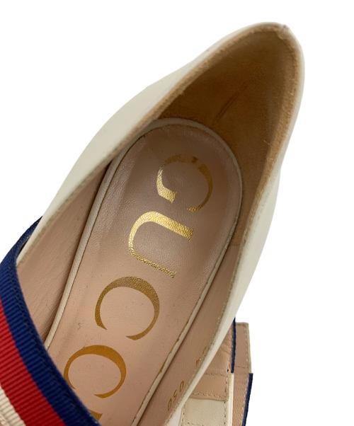 GUCCI（グッチ）GUCCI (グッチ) ウェブラインヒールパンプス ホワイト サイズ:34の古着・服飾アイテム