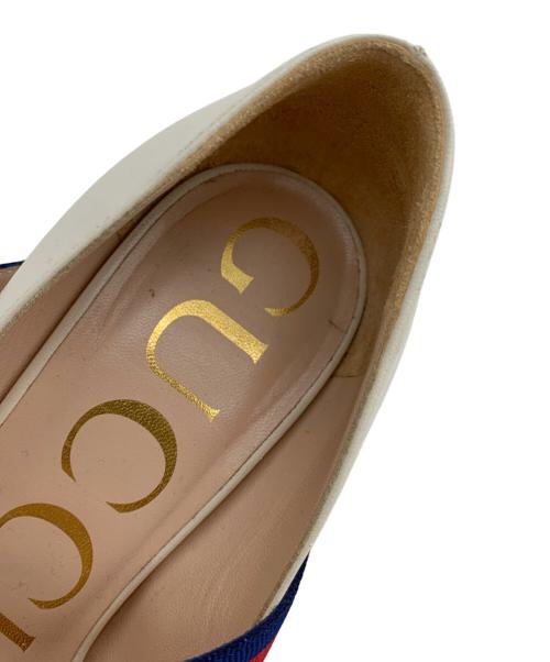 GUCCI（グッチ）GUCCI (グッチ) ウェブラインヒールパンプス ホワイト サイズ:34の古着・服飾アイテム