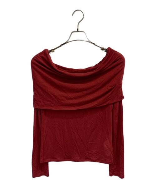 FRAY ID（フレイ アイディー）FRAY ID (フレイ アイディー) カシミヤシルクオフショルプルオーバー レッド サイズ:Fの古着・服飾アイテム
