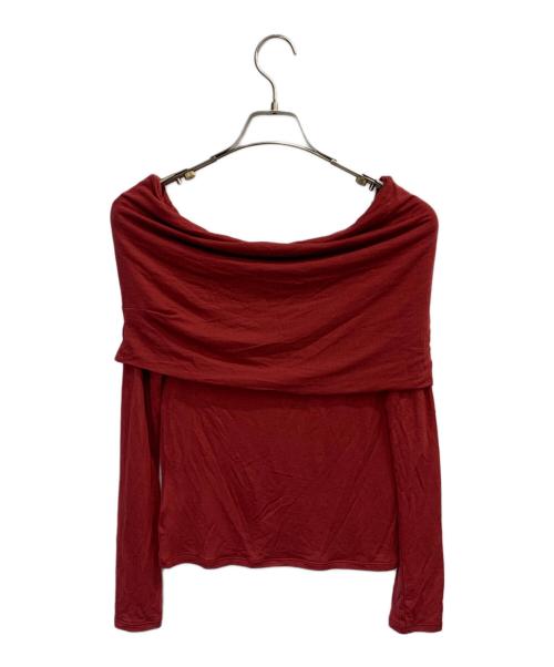 FRAY ID（フレイ アイディー）FRAY ID (フレイ アイディー) カシミヤシルクオフショルプルオーバー レッド サイズ:Fの古着・服飾アイテム