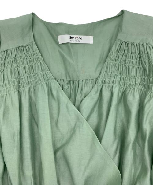 HER LIP TO（ハーリップトゥ）HER LIP TO (ハーリップトゥ) Airy Volume Sleeve Dress グリーン サイズ:Sの古着・服飾アイテム