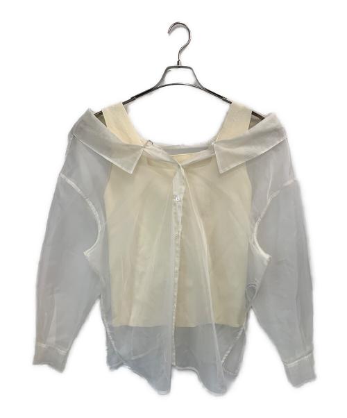 FRAY ID（フレイ アイディー）FRAY ID (フレイ アイディー)  シャツレイヤードスクエアニット アイボリー サイズ:ONE SIZEの古着・服飾アイテム