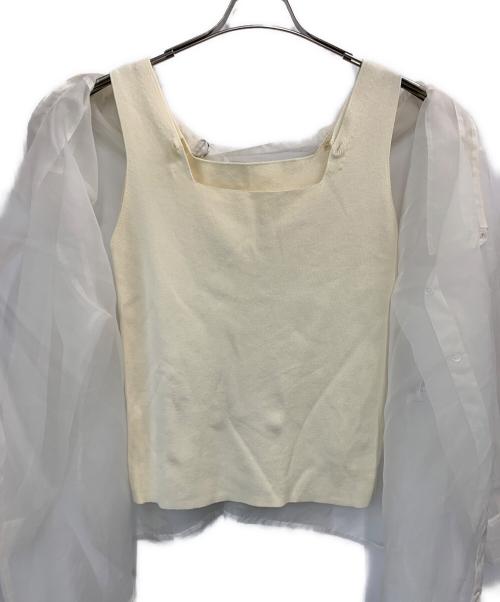 FRAY ID（フレイ アイディー）FRAY ID (フレイ アイディー)  シャツレイヤードスクエアニット アイボリー サイズ:ONE SIZEの古着・服飾アイテム