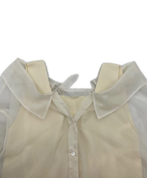 FRAY ID（フレイ アイディー）FRAY ID (フレイ アイディー)  シャツレイヤードスクエアニット アイボリー サイズ:ONE SIZEの古着・服飾アイテム