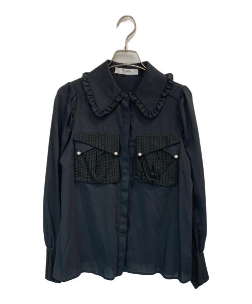 HER LIP TO（ハーリップトゥ）Her lip to (ハーリップトゥ)  Lace Pockets Cotton blend Blouse/レースポケットコットンブレンドブラウス ブラック サイズ:Mの古着・服飾アイテム