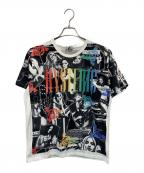 Hysteric Glamourヒステリックグラマー）の古着「ガール ウーマン ローズ ロゴ 総柄 Tシャツ」｜ブラック