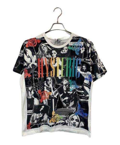 Hysteric Glamour（ヒステリックグラマー）Hysteric Glamour (ヒステリックグラマー) ガール ウーマン ローズ ロゴ 総柄 Tシャツ ブラック サイズ:Lの古着・服飾アイテム