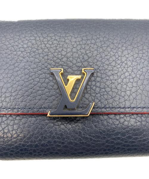 LOUIS VUITTON（ルイ ヴィトン）LOUIS VUITTON (ルイ ヴィトン) ポルトフォイユ･カプシーヌ コンパクト ネイビー×レッドの古着・服飾アイテム