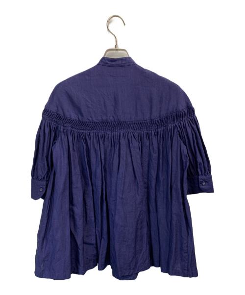 SCYE（サイ）SCYE (サイ) リネン高密度半袖タックシャツ ネイビー サイズ:38の古着・服飾アイテム