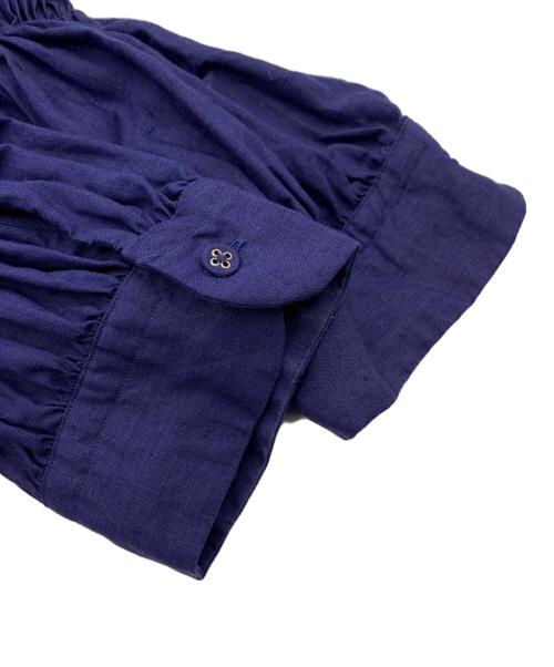 SCYE（サイ）SCYE (サイ) リネン高密度半袖タックシャツ ネイビー サイズ:38の古着・服飾アイテム