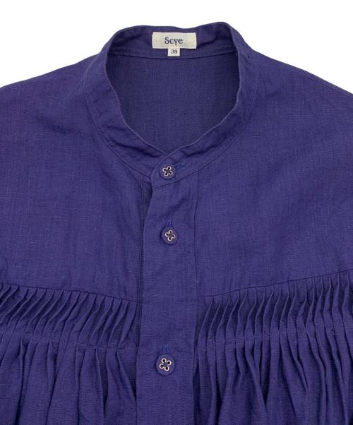 SCYE（サイ）SCYE (サイ) リネン高密度半袖タックシャツ ネイビー サイズ:38の古着・服飾アイテム