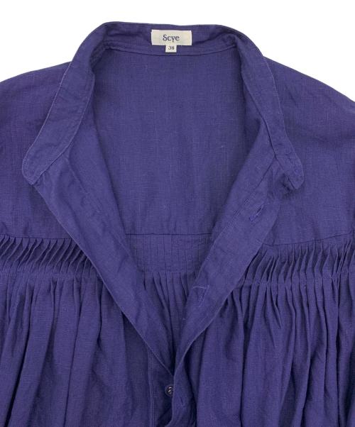 SCYE（サイ）SCYE (サイ) リネン高密度半袖タックシャツ ネイビー サイズ:38の古着・服飾アイテム