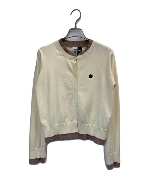 MARY QUANT（マリークヮント）MARY QUANT (マリークヮント) PUBLUX (パブリュクス) 薄手カーディガン ベージュ×ブラウン サイズ:Fの古着・服飾アイテム