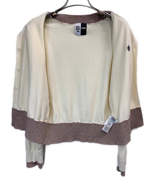 MARY QUANT（マリークヮント）MARY QUANT (マリークヮント) PUBLUX (パブリュクス) 薄手カーディガン ベージュ×ブラウン サイズ:Fの古着・服飾アイテム