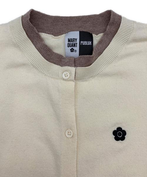 MARY QUANT（マリークヮント）MARY QUANT (マリークヮント) PUBLUX (パブリュクス) 薄手カーディガン ベージュ×ブラウン サイズ:Fの古着・服飾アイテム