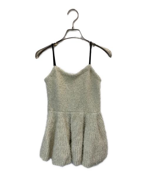 FRAY ID（フレイ アイディー）FRAY ID (フレイ アイディー) ラメフェザーニットペプラムキャミ ベージュ サイズ:Fの古着・服飾アイテム