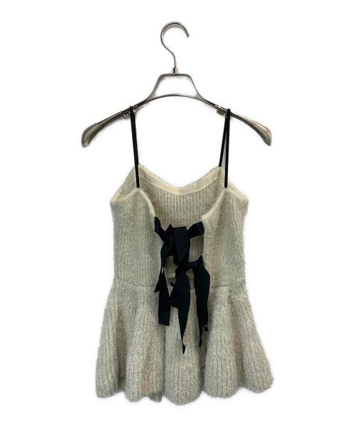 FRAY ID（フレイ アイディー）FRAY ID (フレイ アイディー) ラメフェザーニットペプラムキャミ ベージュ サイズ:Fの古着・服飾アイテム