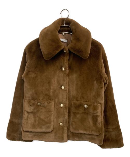 FRAY ID（フレイ アイディー）FRAY ID (フレイ アイディー) ECOPEL (ECOPEL) ステンカラーファーコート ブラウン サイズ:1の古着・服飾アイテム