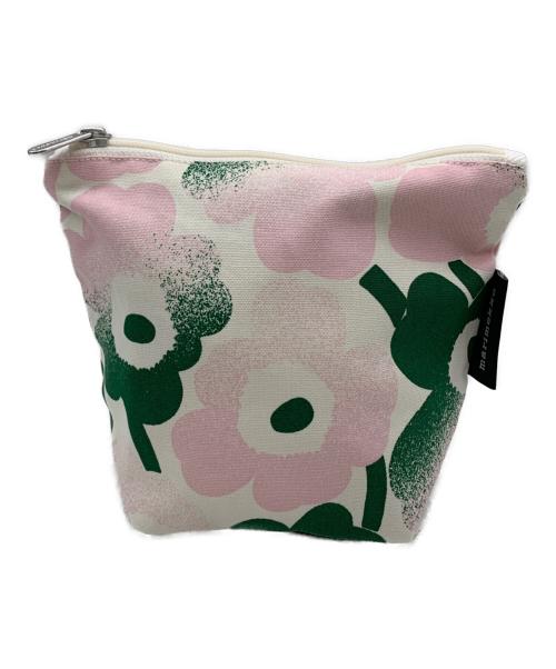marimekko（マリメッコ）marimekko (マリメッコ) コスメティックバッグ ホワイト×グリーンの古着・服飾アイテム