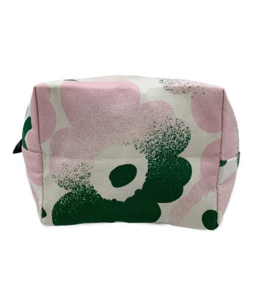 marimekko（マリメッコ）marimekko (マリメッコ) コスメティックバッグ ホワイト×グリーンの古着・服飾アイテム