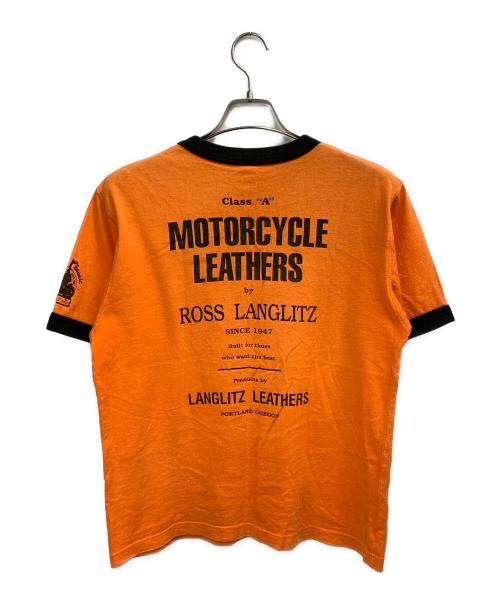Langlitz Leathers（ラングリッツレザー）Langlitz Leathers (ラングリッツレザー) リンガーTシャツ オレンジ サイズ:記載なしの古着・服飾アイテム