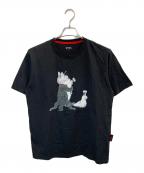 graniphグラニフ）の古着「ナメゴン＆ギュスターヴくん(drawn by ヒグチユウコ) Tシャツ」｜ブラック
