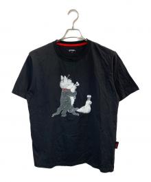 graniph（グラニフ）の古着「ナメゴン＆ギュスターヴくん(drawn by ヒグチユウコ) Tシャツ」｜ブラック