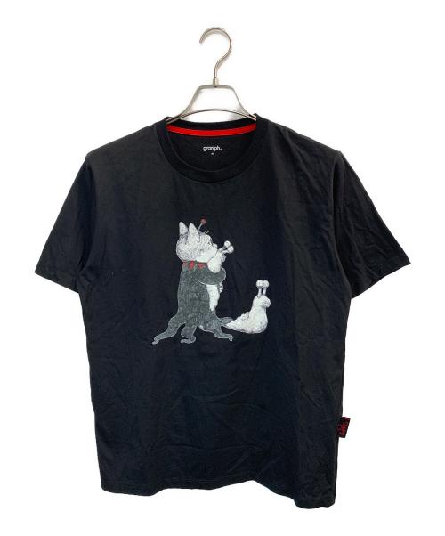 graniph（グラニフ）graniph (グラニフ) ナメゴン＆ギュスターヴくん(drawn by ヒグチユウコ) Tシャツ ブラック サイズ:Mの古着・服飾アイテム